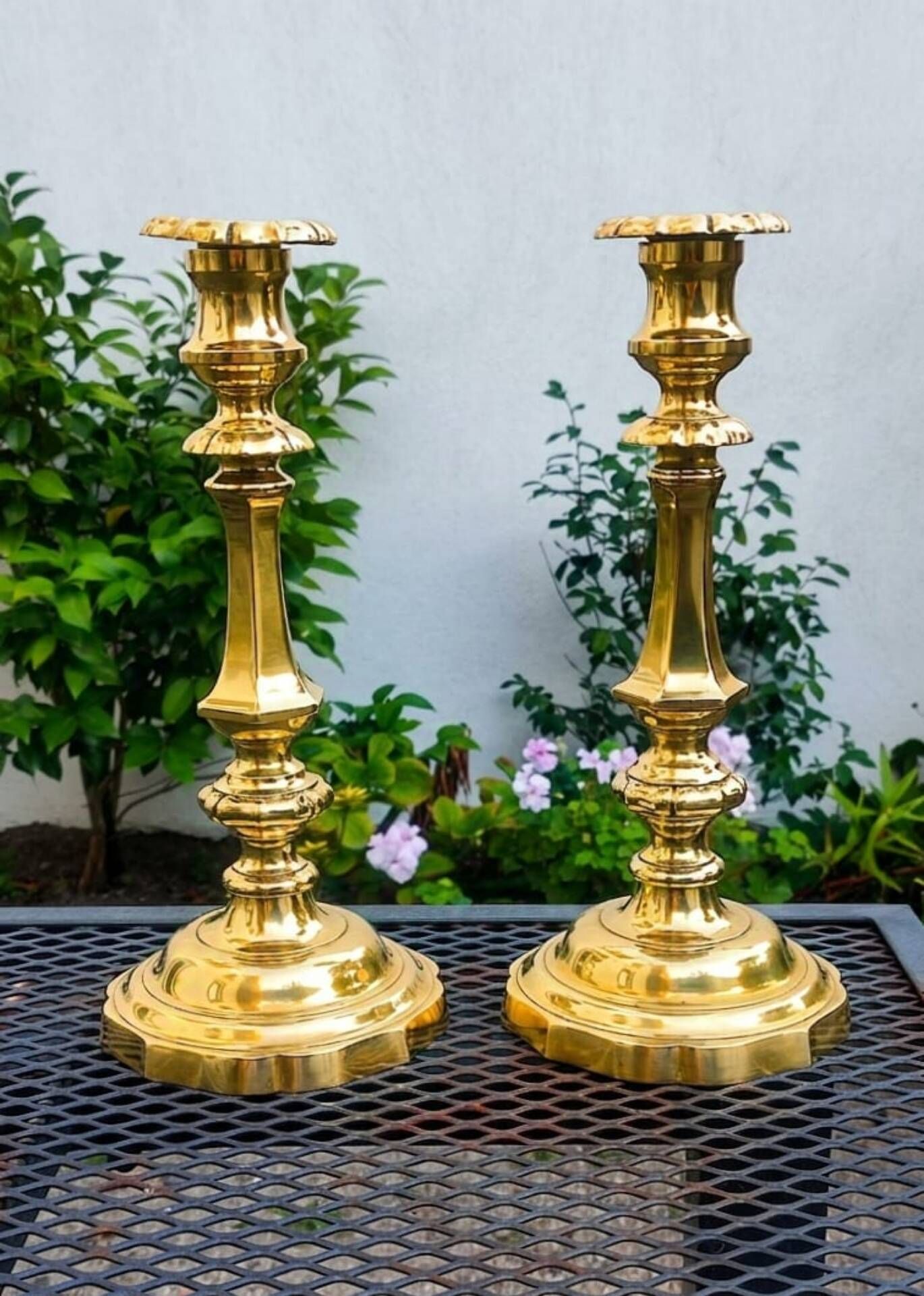 Magnificent pair of golden candlesticks