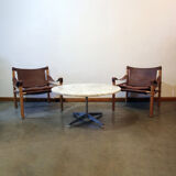 Round coffee table with marble top