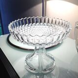 Chiseled glass footed cup / vintage 60s-70s