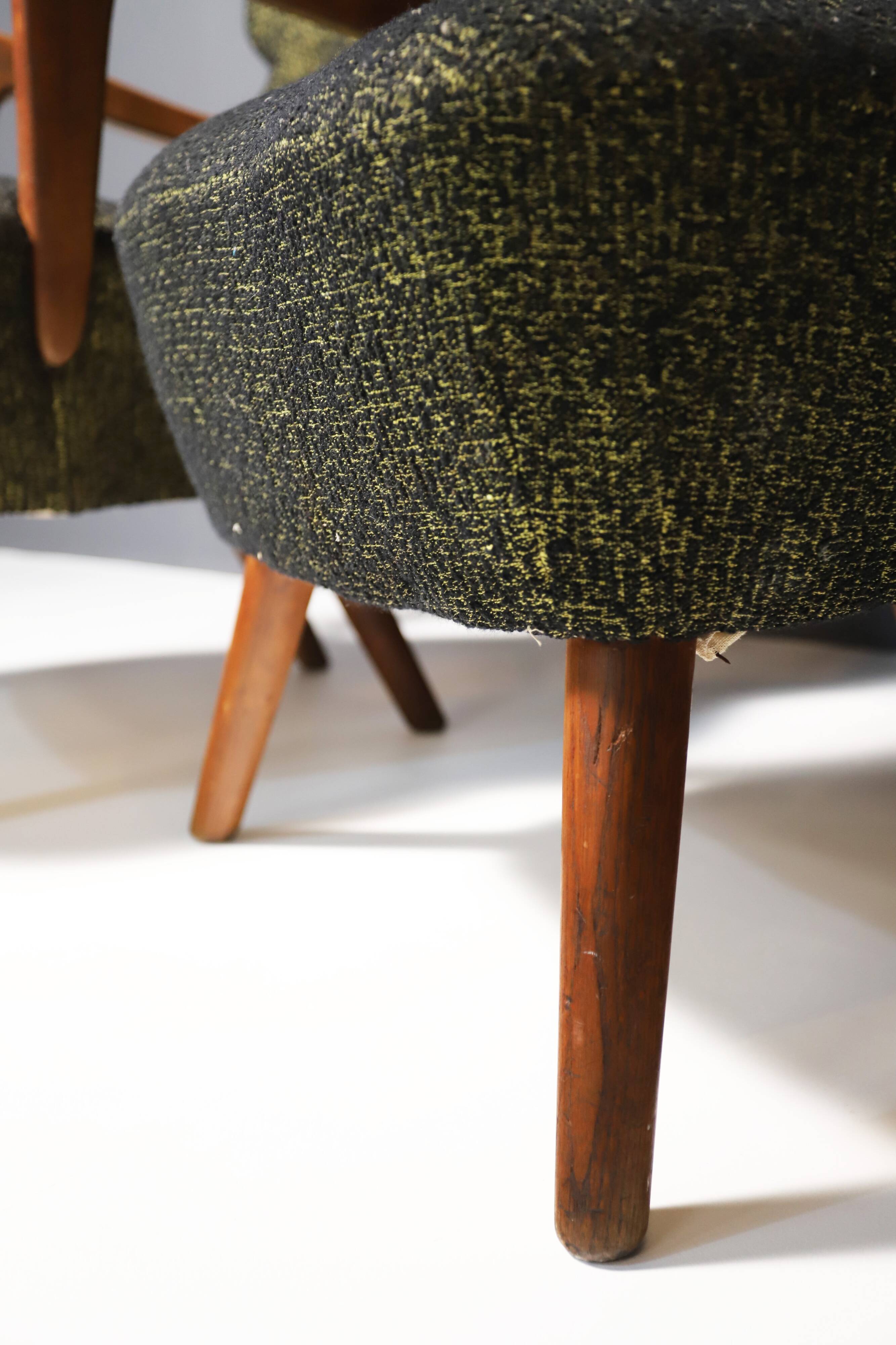 Pair of mid century wingback armchairs, Czechoslovakia, circa 1940´s