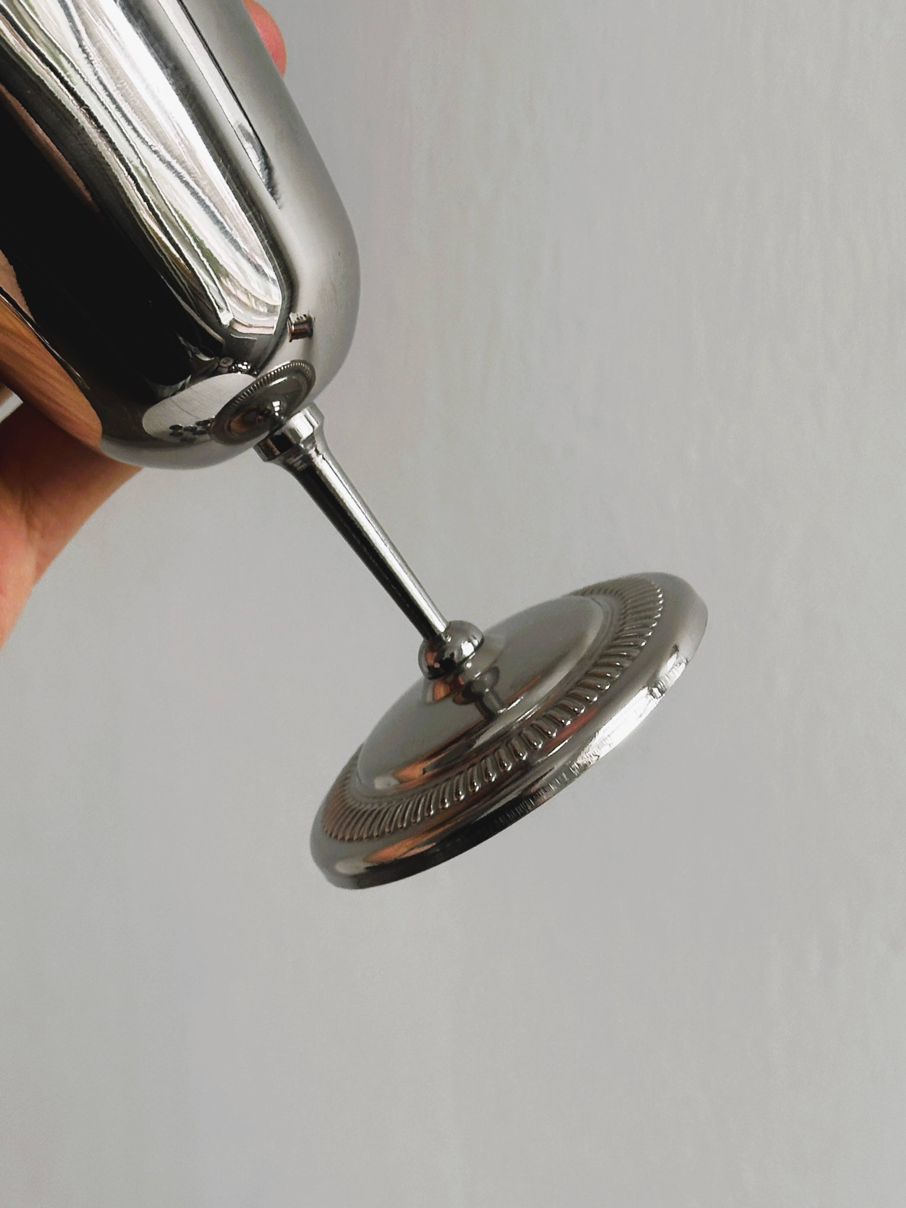 Set of 10 shiny silver metal stemmed cups