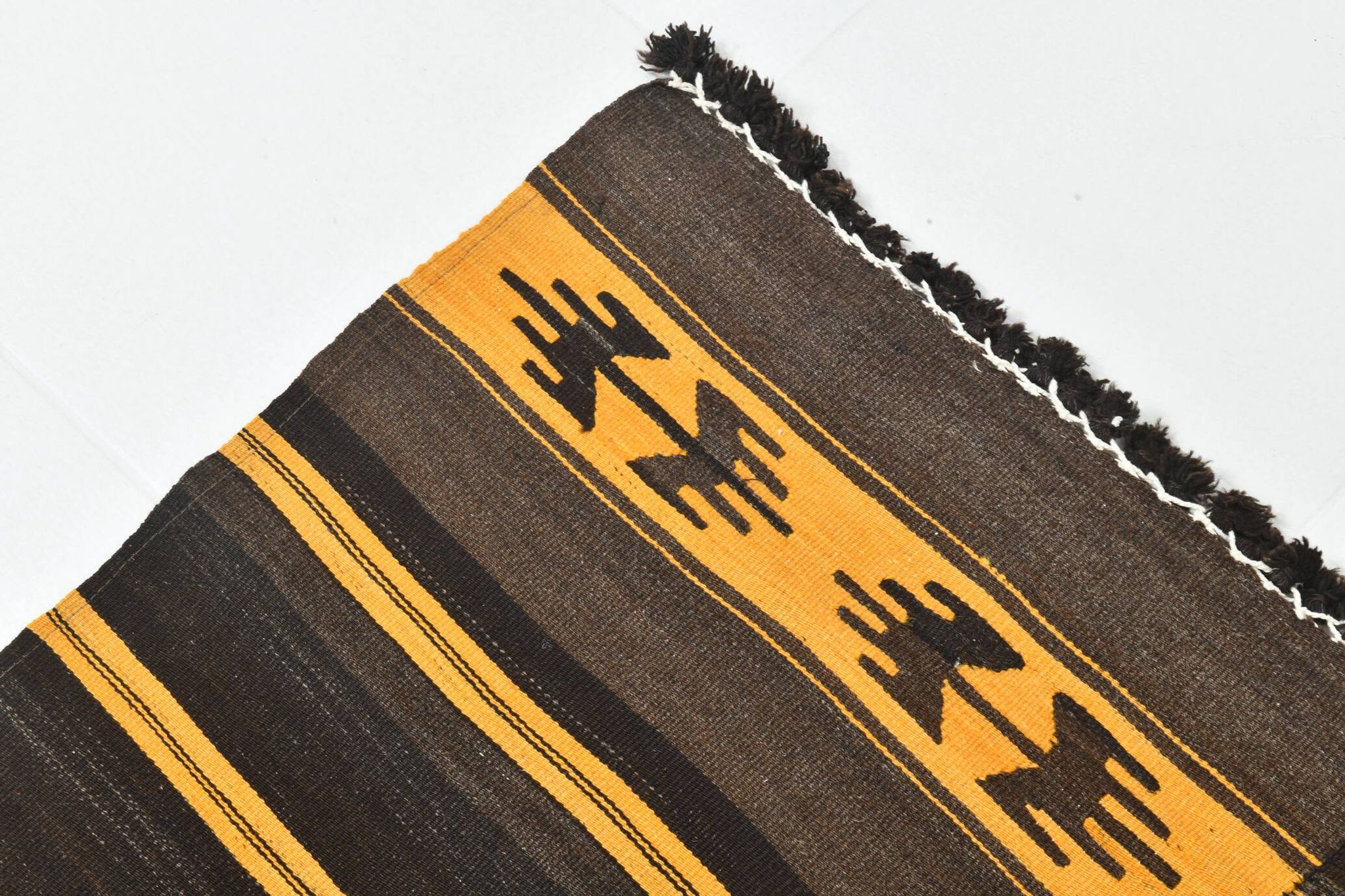 Tapis Kilim vintage rayé orange et marron 6x9, 172x291 cm
