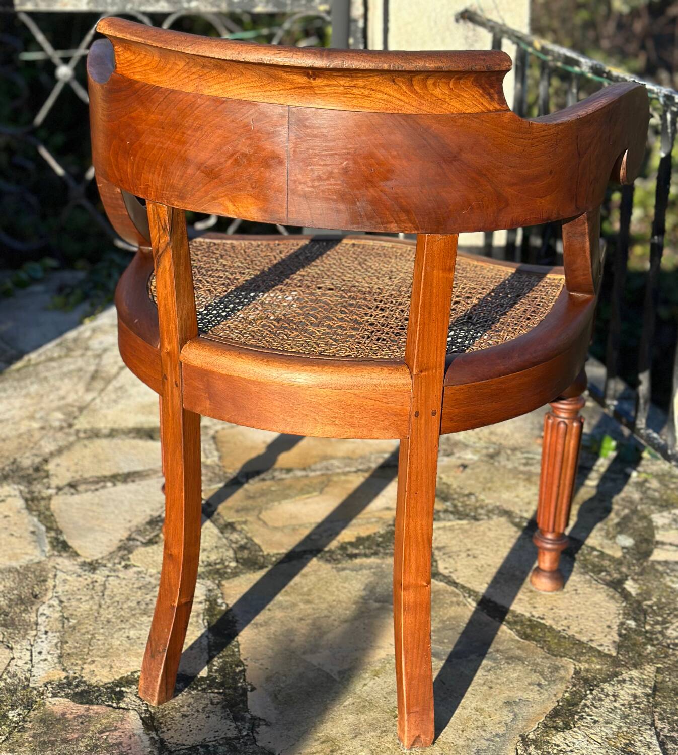 Elegant solid walnut office chair circa 1900.