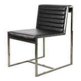 Vintage Bauhaus Black Chair in Chrome and Leatherette