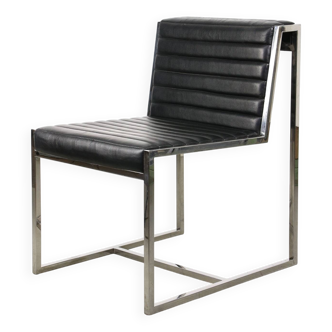 Vintage Bauhaus Black Chair in Chrome and Leatherette
