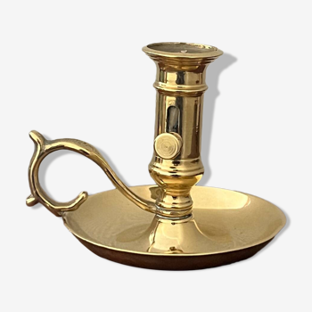 Vintage cellar rat candle holder with brass push button