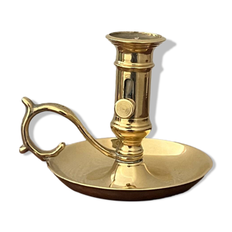 Vintage cellar rat candle holder with brass push button