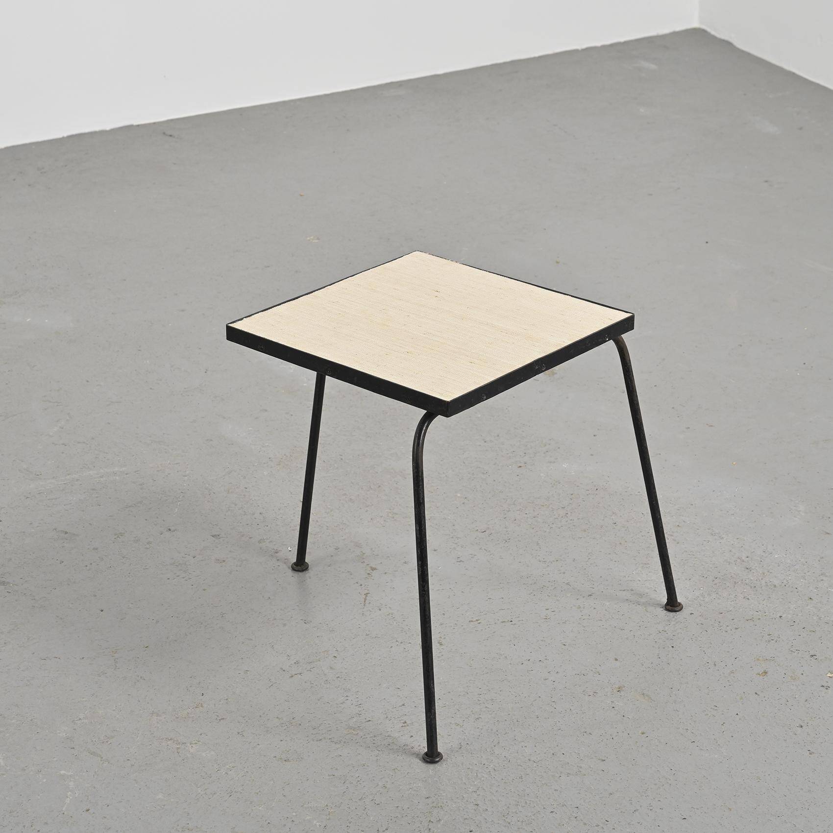 Set of 3 nesting tables in black lacquered metal, circa 1960