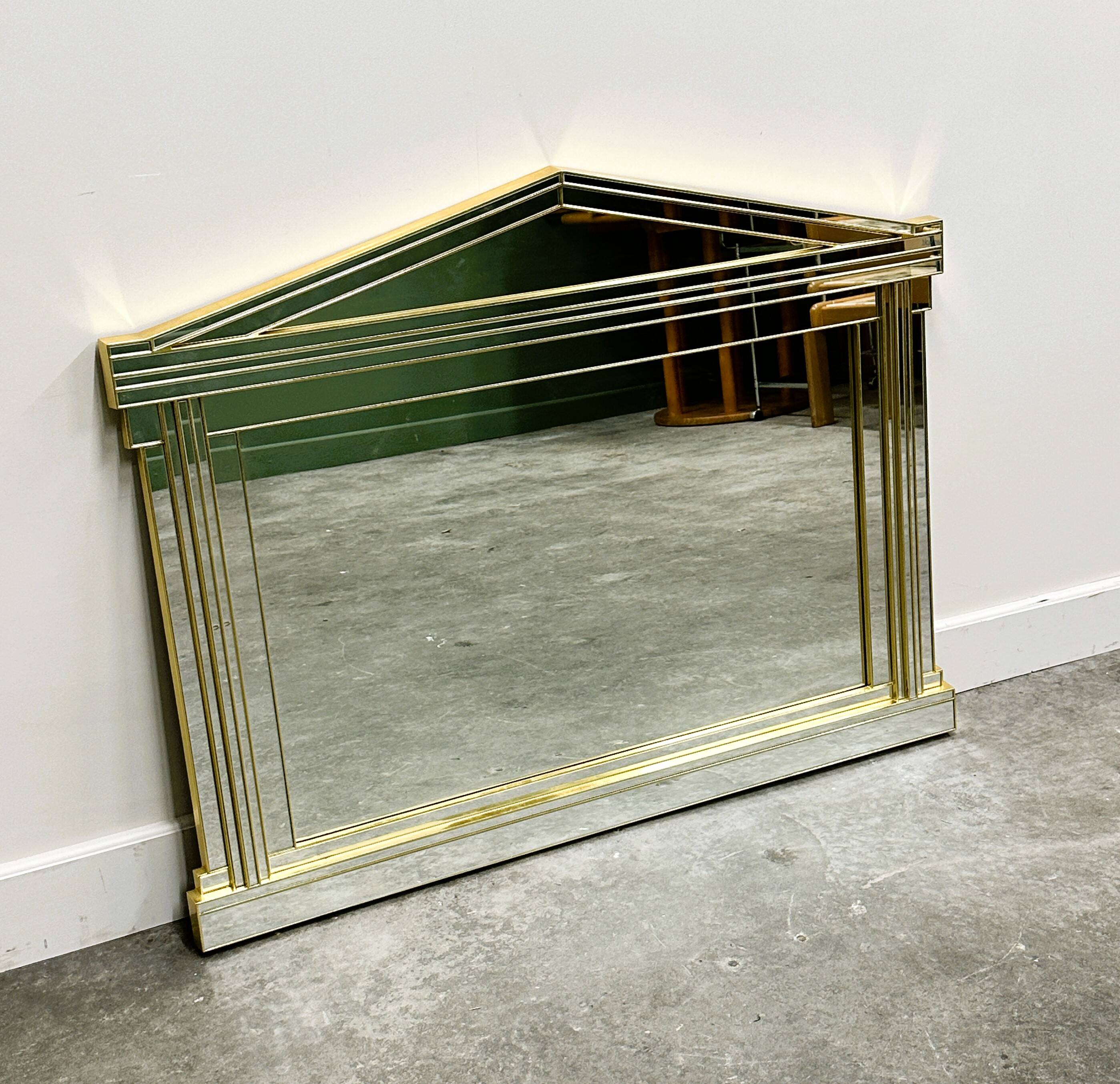 Large Vintage Horizontal Hollywood Regency Mirror by De Knudt, Belgium 1980