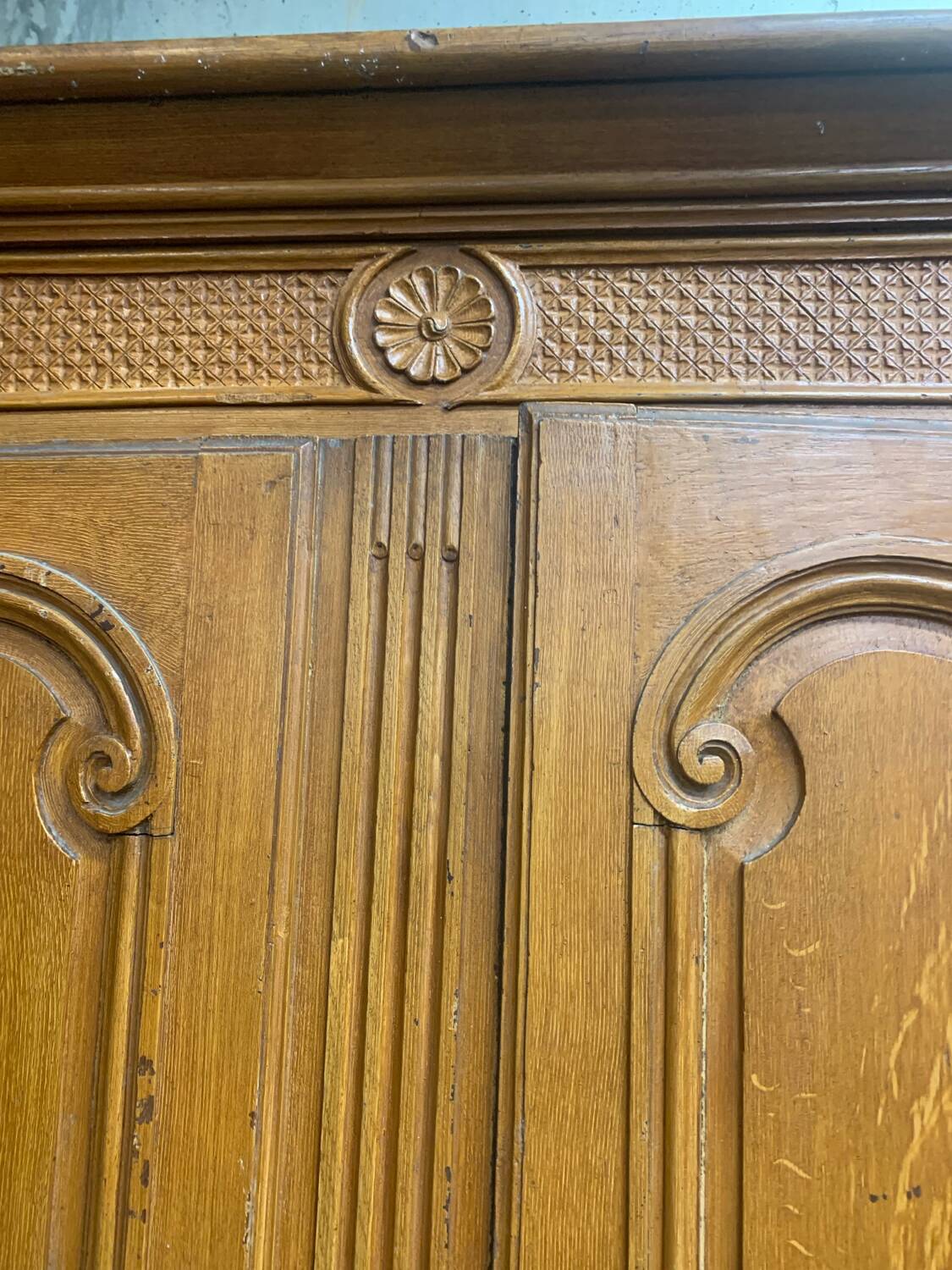 Old wardrobe, painted faux wood 19th century