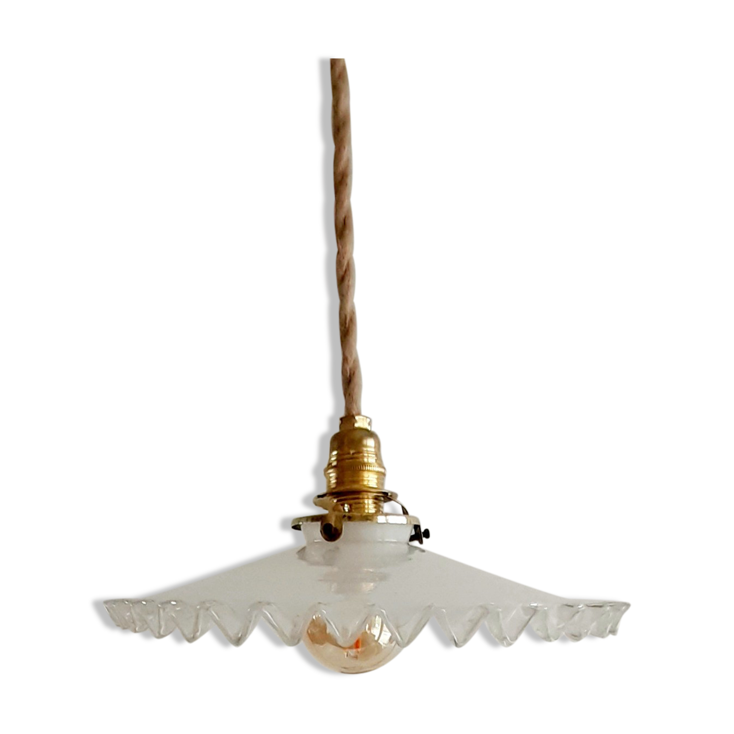 Opaline white glass hanging lamp