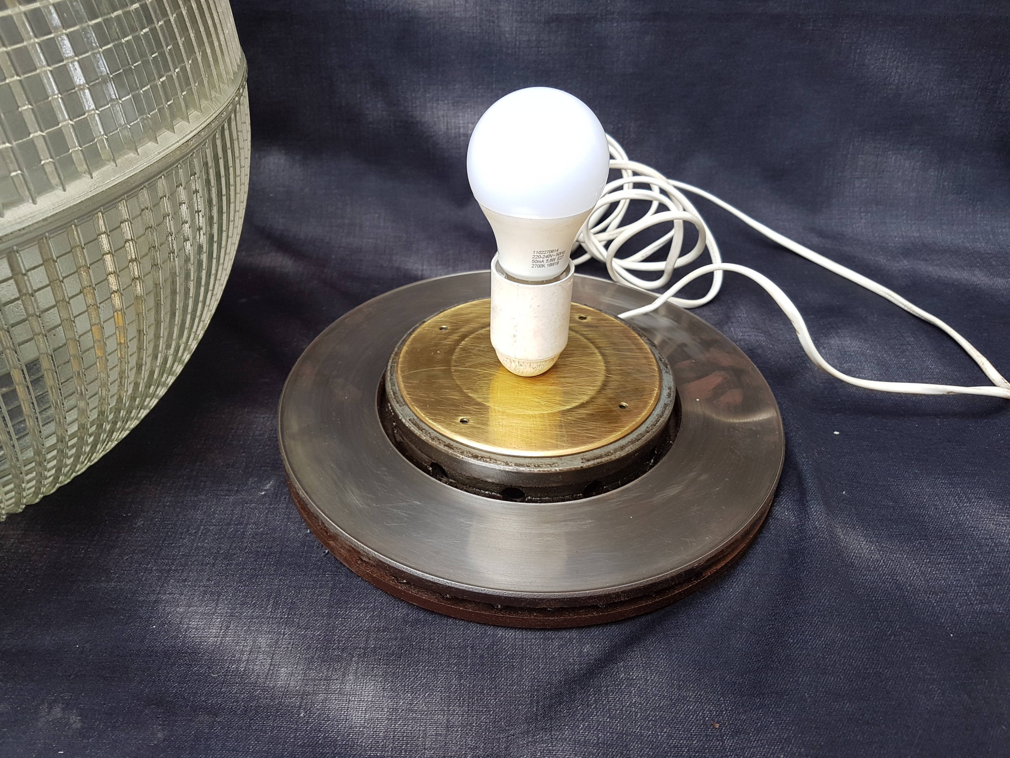 Holophane ball lamp on pedestal