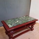 Red lacquered coffee table with marble top