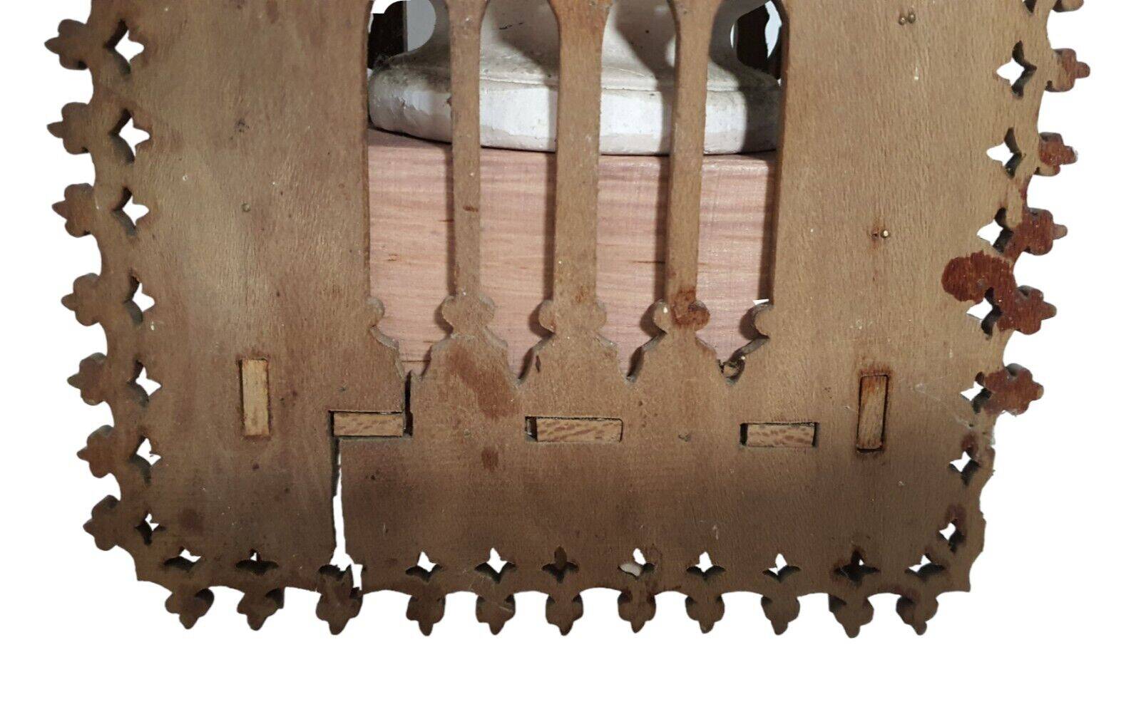 Carved wooden altar chapel shape with virgin al child h 58 cm religion