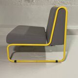 Yellow tubular modular bench & gray fabric