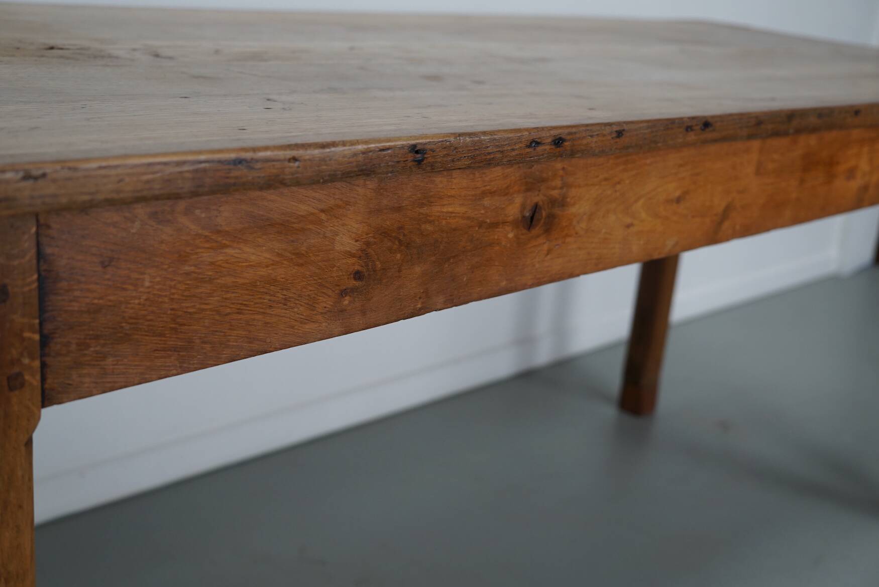 Antique Elm Early 20th Century French Rustic Farmhouse Dining Table