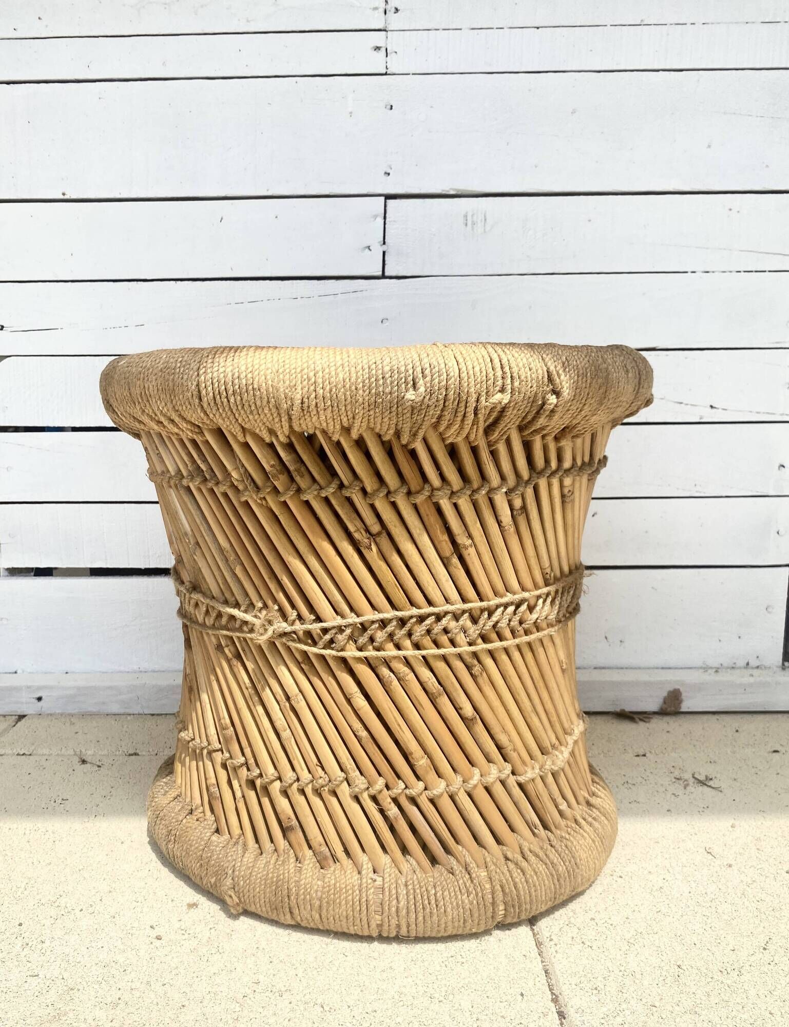 Rope and rattan side table, 1980s | Selency