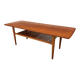 Scandinavian teak coffee table with slatted shelf, Denmark 1960s