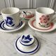 Duo of tea cups / herbal teas Sarreguemines colorful 50s