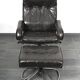 Unico 1970s Dark Brown Leather Lounge Chair and Ottoman Set of 2