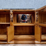 Curved Art Deco era row in light wood circa 1930-1940