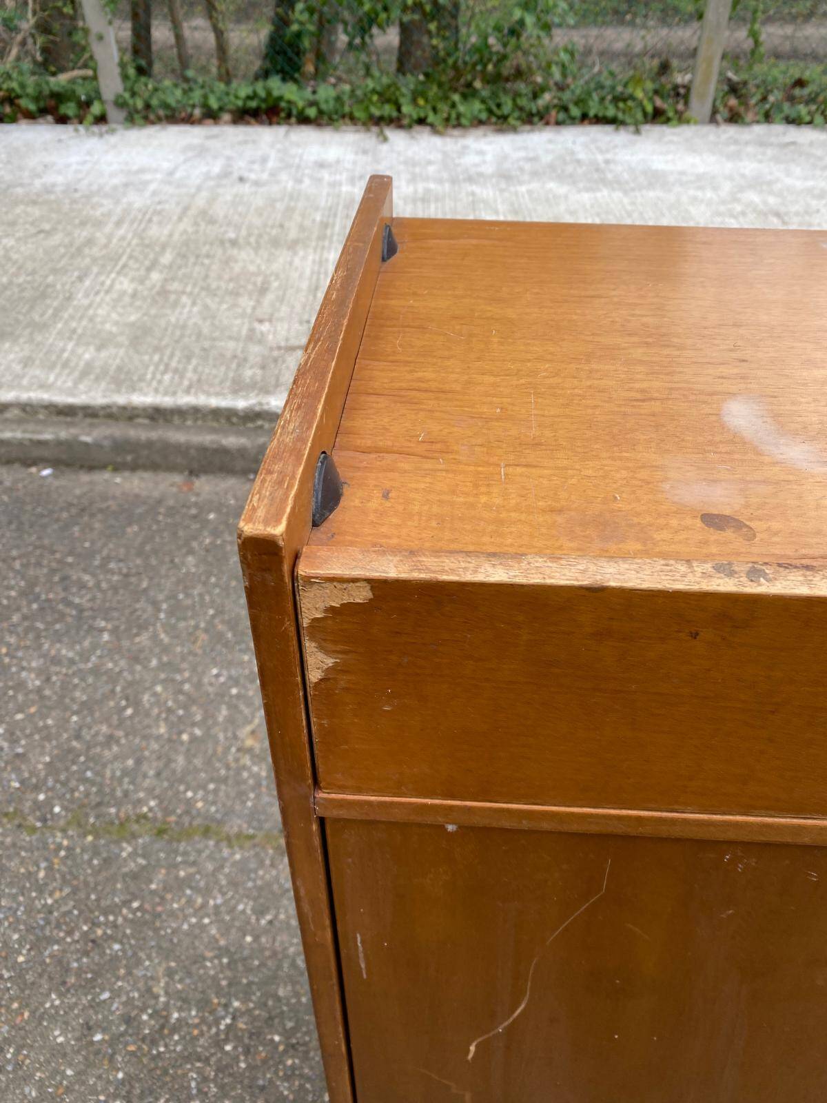 1960s Scandinavian wooden shoe storage cabinet dresser