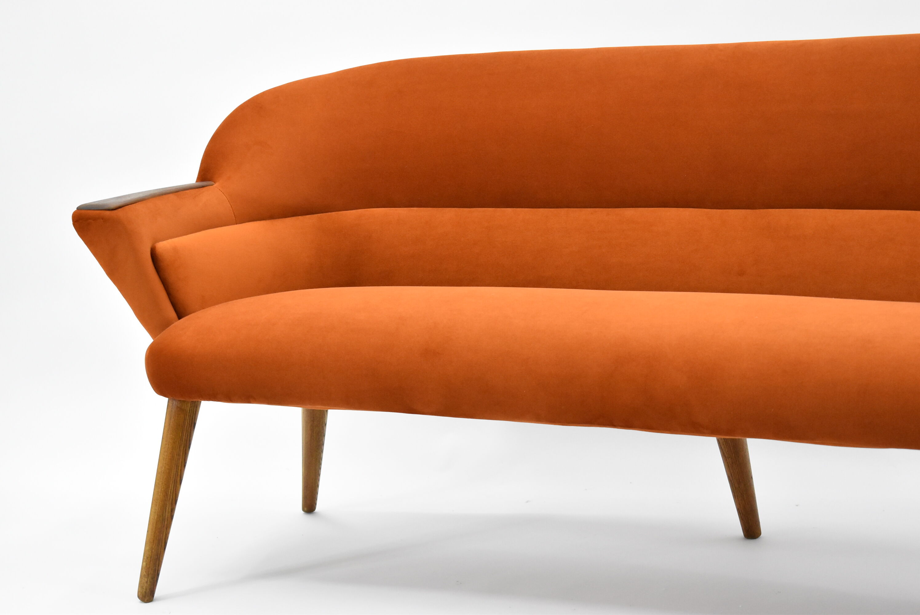 Canapé scandinave vintage Danemark années 1960 velours roux