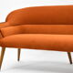 Canapé scandinave vintage Danemark années 1960 velours roux