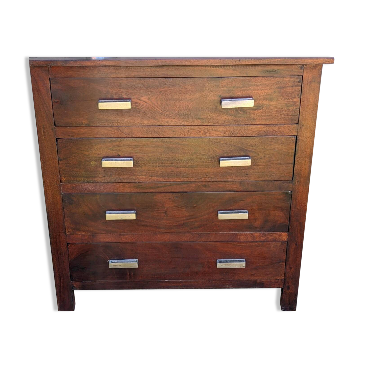 Commode Art Deco 4 Tiroirs Bois massif Rouge