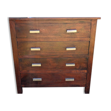 Art Deco Chest of Drawers 4 Drawers Solid Wood Red