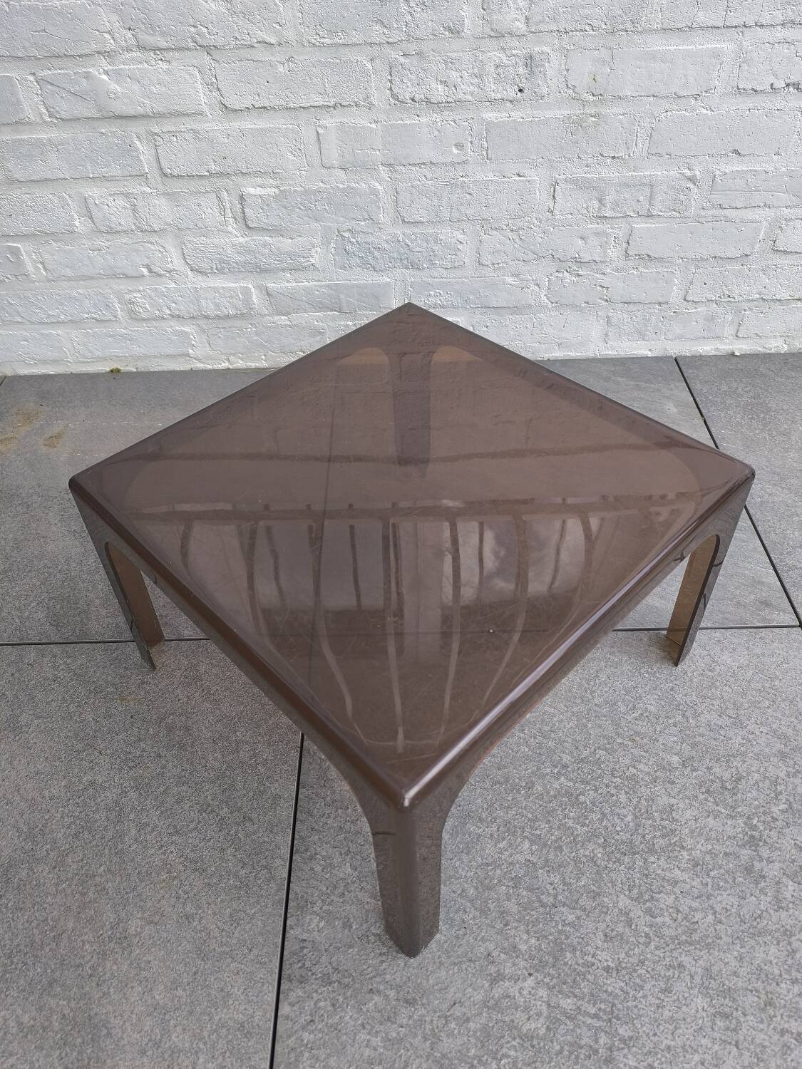 Smoked plexiglass side table