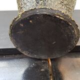 Vase large model black ceramic gold & brown vintage wood imitation