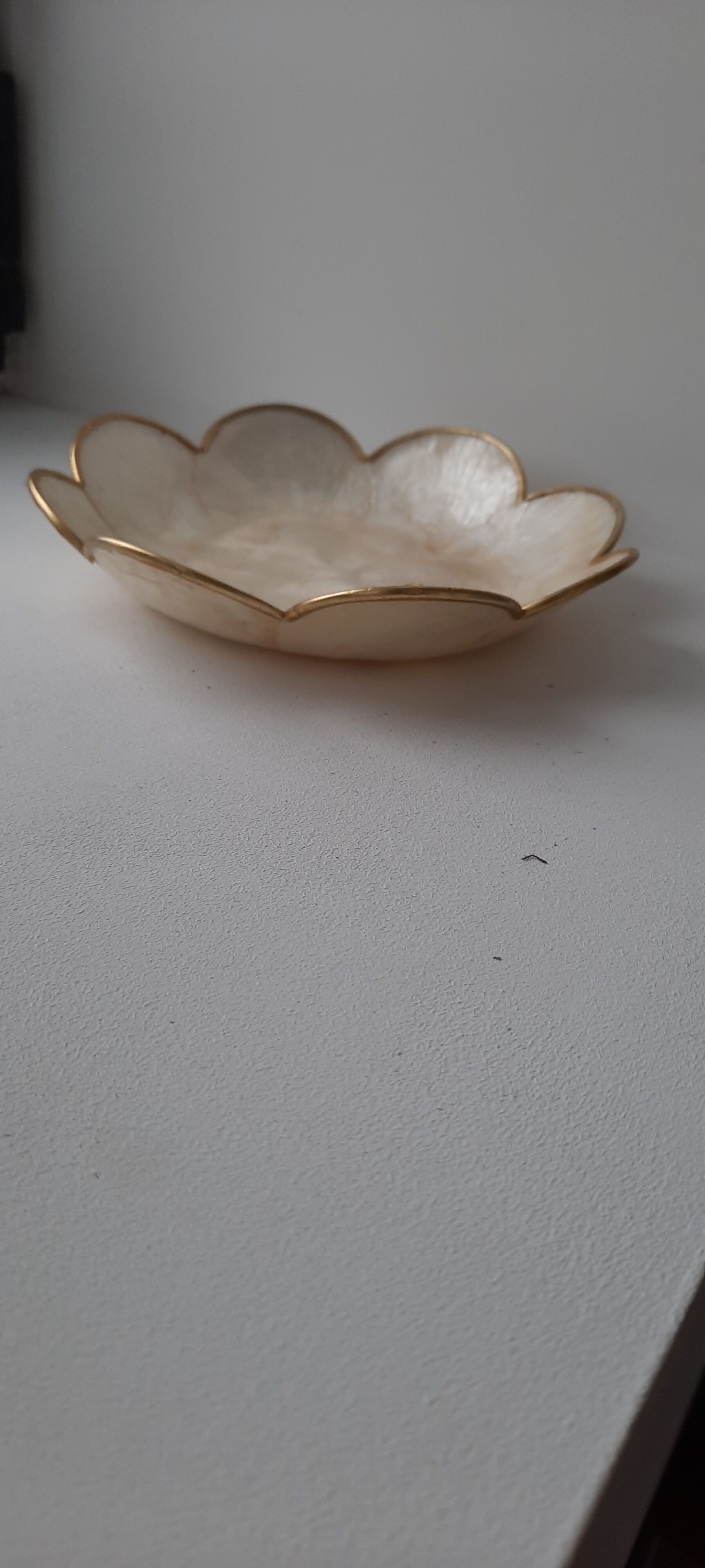 Mother-of-pearl and brass tidy