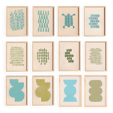 Collection de 12 peintures col.froid bleu et vert