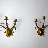 Pair of floral wall lamps Italy, 1950