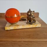 1930s marble lamp with orange globe