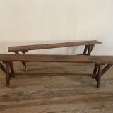 Paire de bancs de ferme