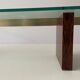 Mid-century minimalist thick glass coffee table, rosewood legs, 1960, Germany.