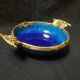 Cobalt blue fruit cup in Sèvres Porcelain and Bronze signed Paul Milet