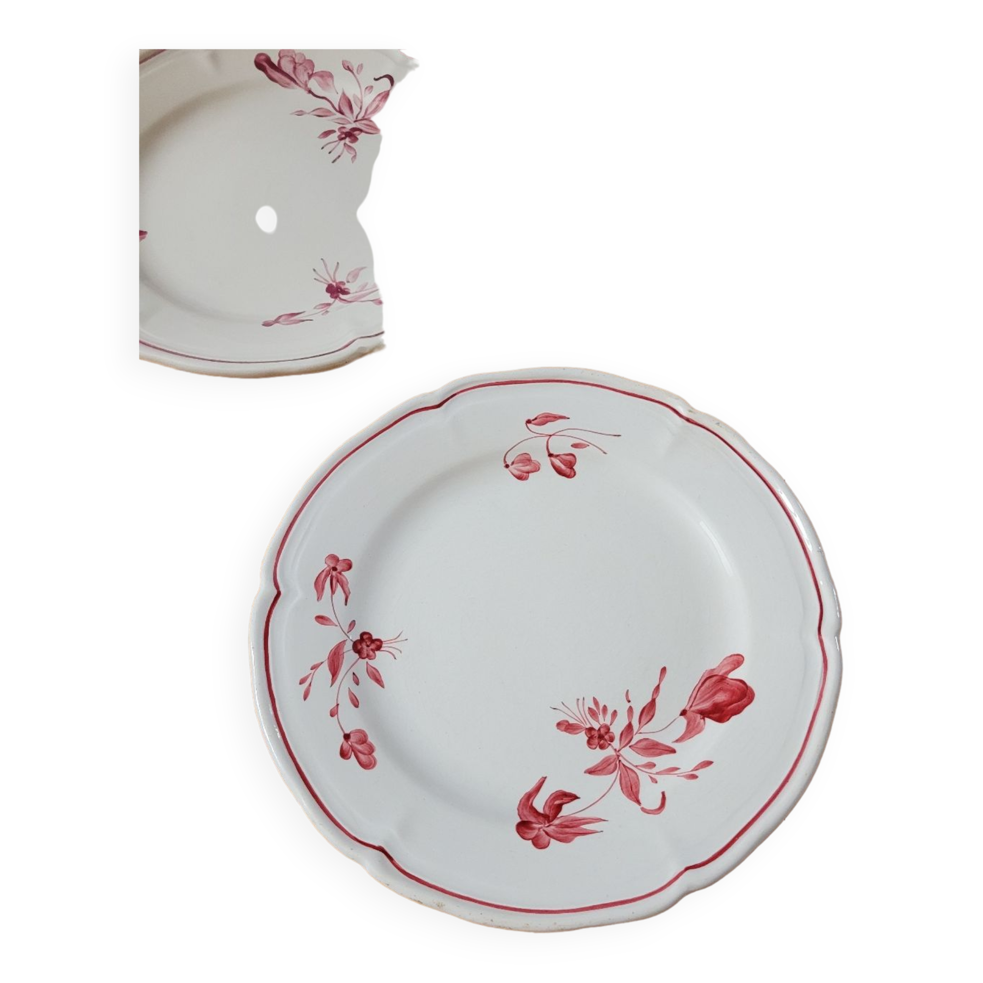 Lot de 4 assiettes à dessert MBFA Décoré main