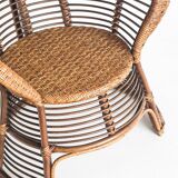 Fauteuil haut vintage en cannage/rotin. France, années 60