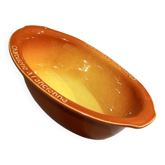 Plat breton en céramique marron et jaune