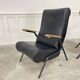 Duo de fauteuils vintage en simili-cuir noir