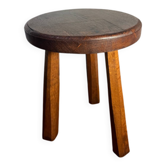 Round oak tripod stool