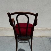 Thonet Vienna bistro chair in bent wood, velvet seat – circa 19