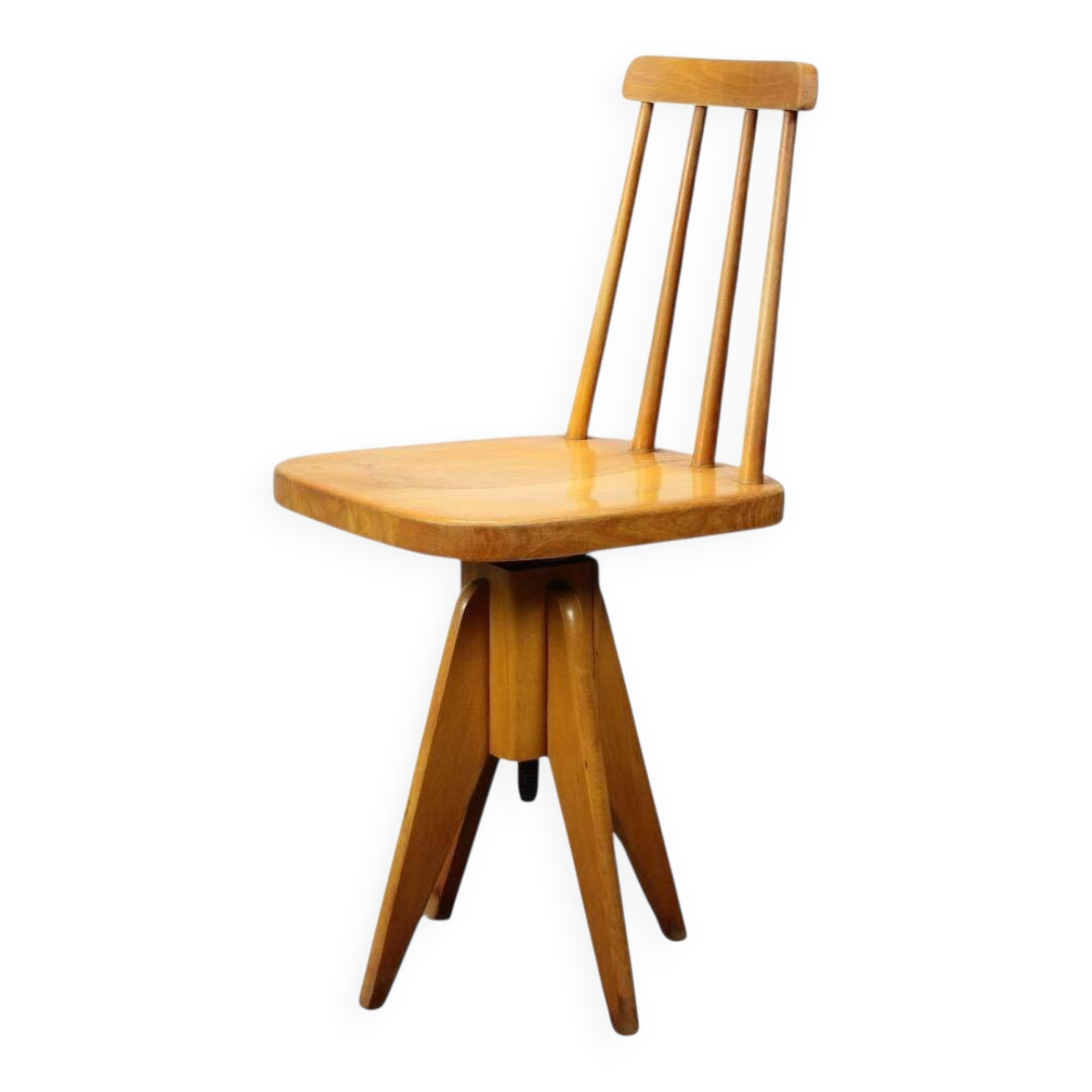 Adjustable-height beechwood chair from the 1970s, Czechoslovakia