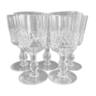 5 Verres à eau cristal soufflé et taillé – Art nouveau