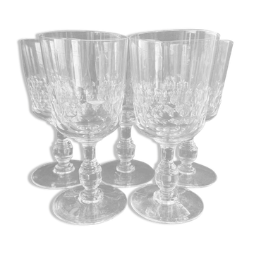 5 Verres à eau cristal soufflé et taillé – Art nouveau