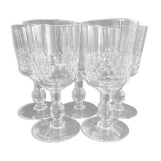 5 Blown and cut crystal water glasses – Art Nouveau