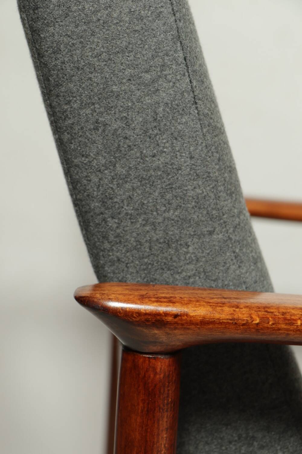 Scandinavian armchair in teak and gray fabric by E.Homa, 1960